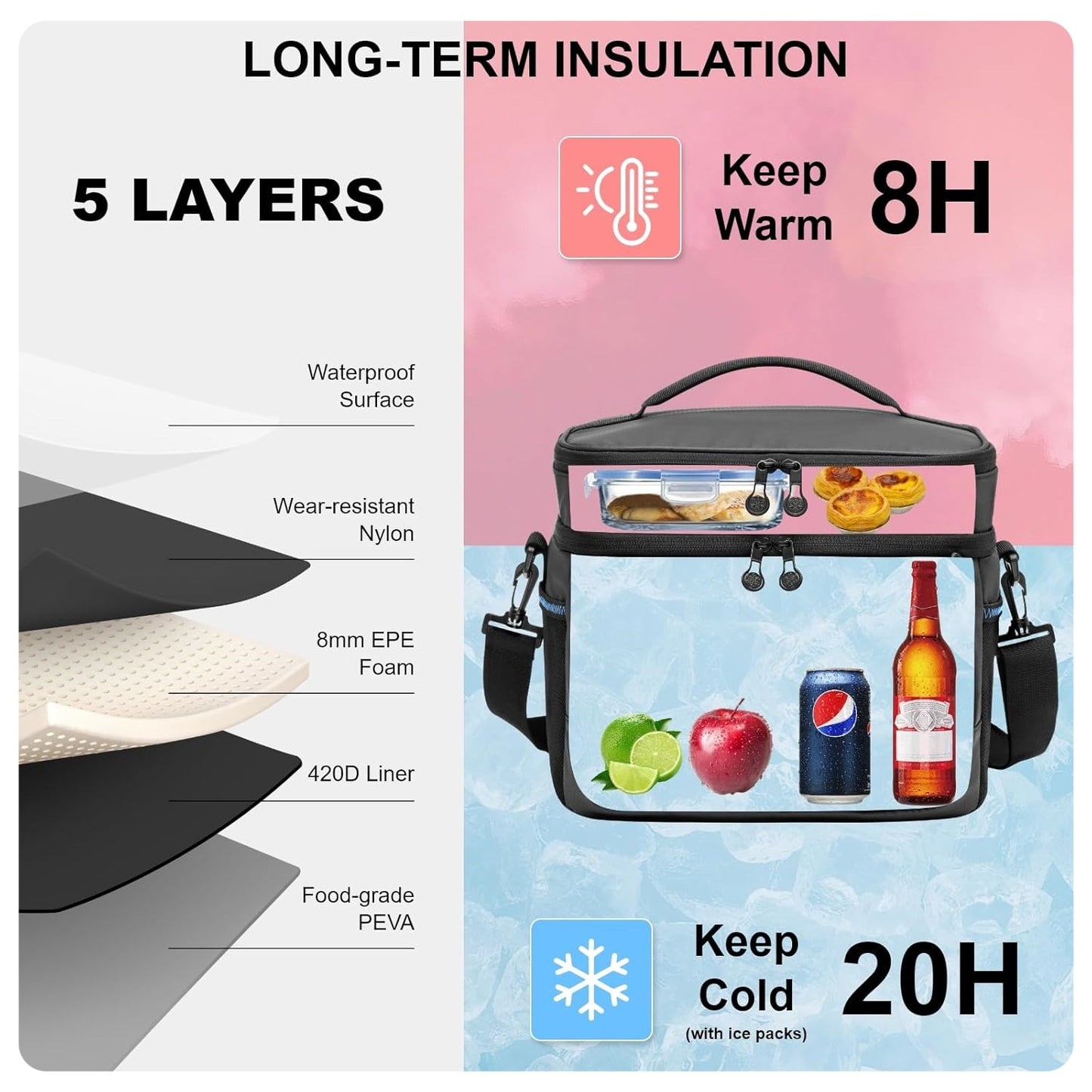 Mini Insulated Lunch Bag: Soft, Waterproof, Double-Layer – 24-Can Capacity, Leak-Proof & Foldable, Great for Work, Travel, Outdoor 🧊