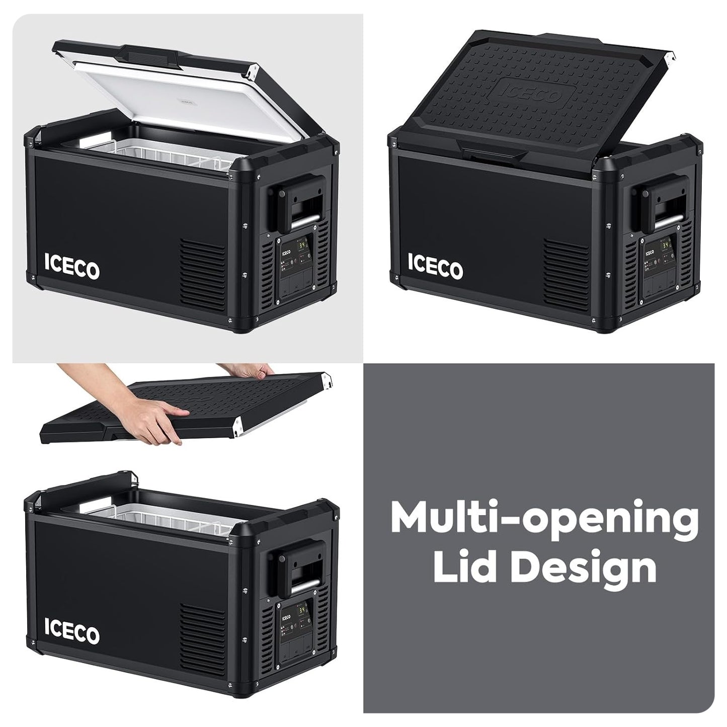60L Portable Refrigerator – Multi-Directional Lid, Dual USB & AC/DC Power, Steel Compact Cooler (0℉ to 50℉) | Home & Car Use [Upgrade] ❄️