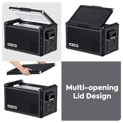 60L Portable Refrigerator – Multi-Directional Lid, Dual USB & AC/DC Power, Steel Compact Cooler (0℉ to 50℉) | Home & Car Use [Upgrade] ❄️