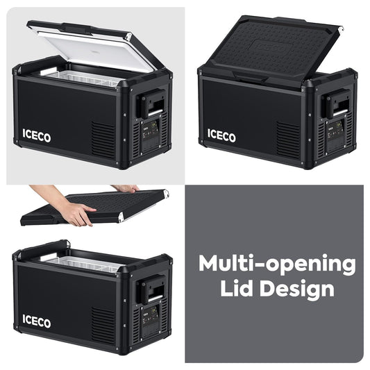 60L Portable Refrigerator – Multi-Directional Lid, Dual USB & AC/DC Power, Steel Compact Cooler (0℉ to 50℉) | Home & Car Use [Upgrade] ❄️
