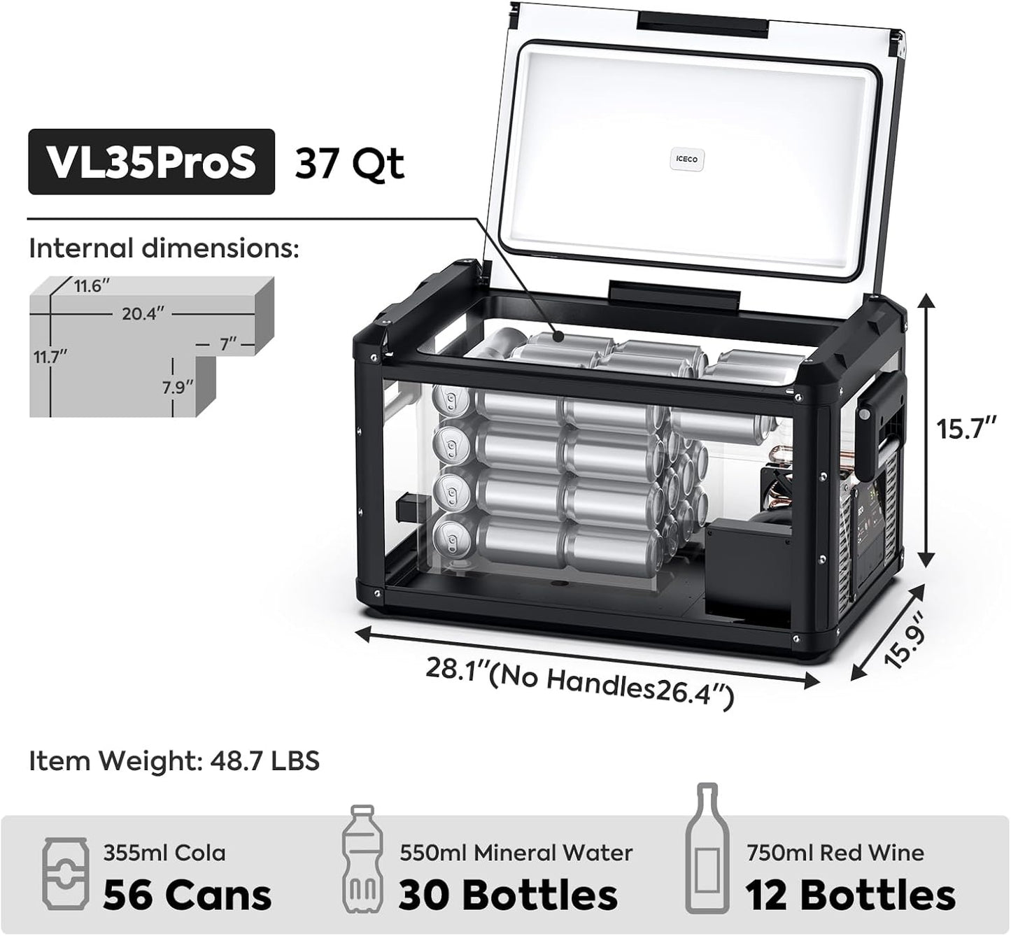 60L Portable Refrigerator – Multi-Directional Lid, Dual USB & AC/DC Power, Steel Compact Cooler (0℉ to 50℉) | Home & Car Use [Upgrade] ❄️