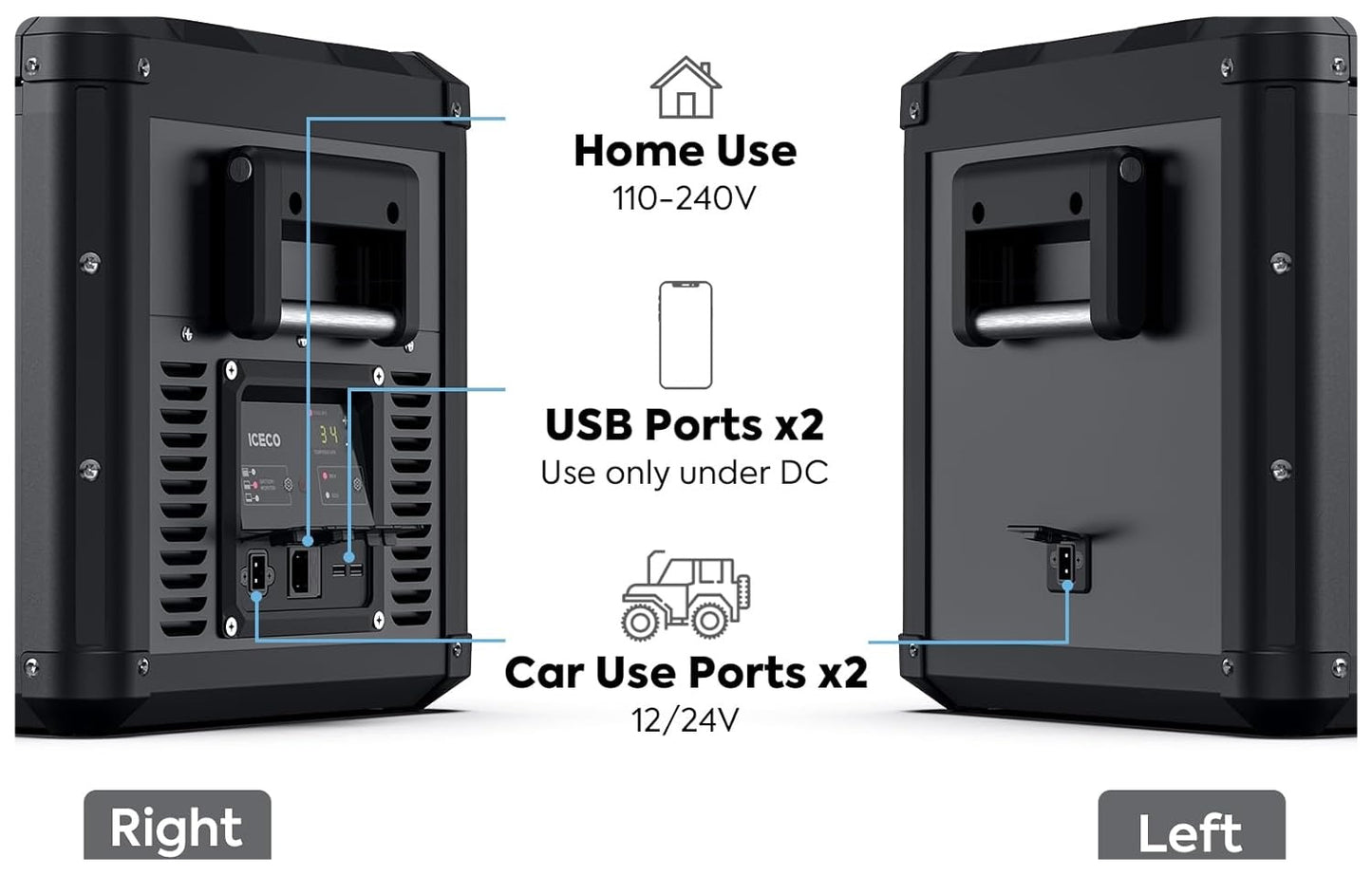 60L Portable Refrigerator – Multi-Directional Lid, Dual USB & AC/DC Power, Steel Compact Cooler (0℉ to 50℉) | Home & Car Use [Upgrade] ❄️